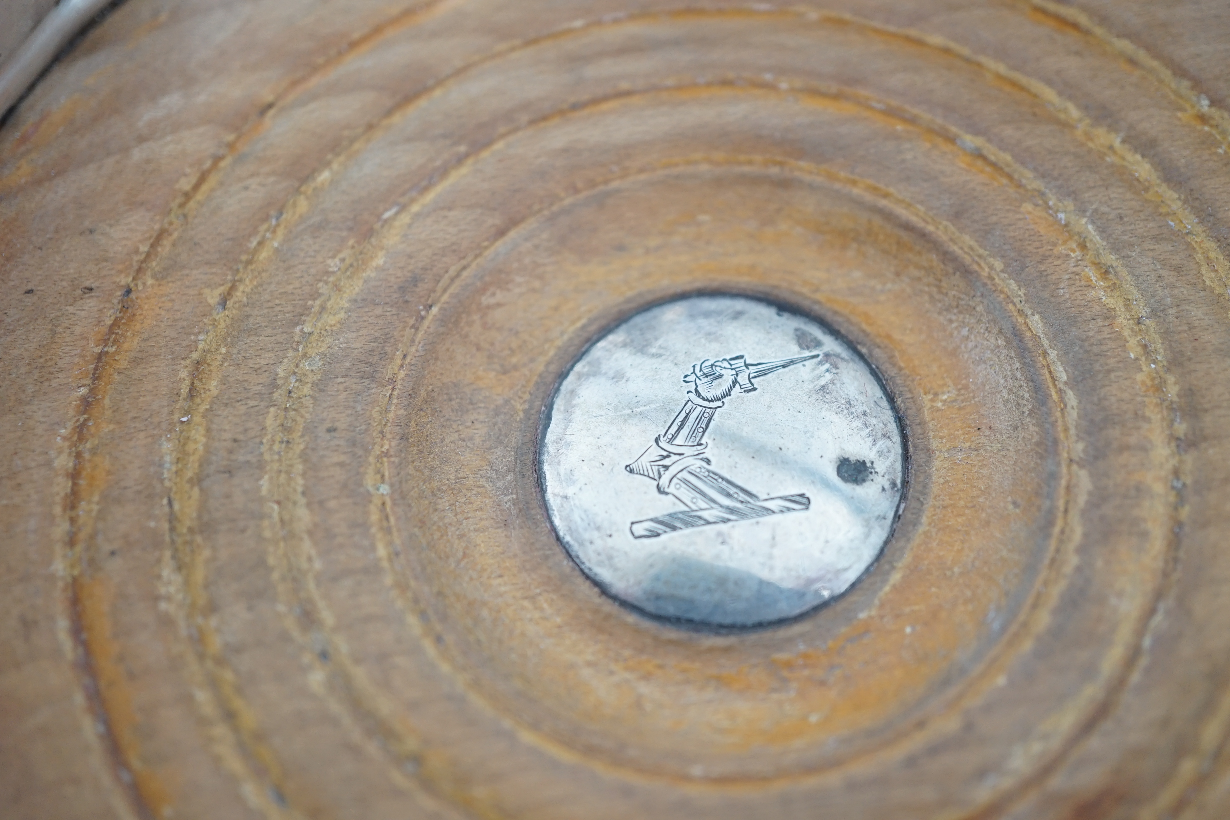 A pair of George III silver mounted wine coasters, by John & Thomas Settle Gunn & Co